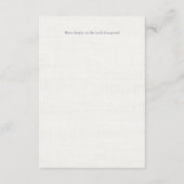 Elegant  Blauw Bloemen Lijst | linnen bruiloft Informatiekaartje (Achterkant)