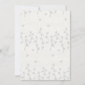 Elegant  Blauw Bloemen Lijst | linnen bruiloft Kaart (Achterkant)