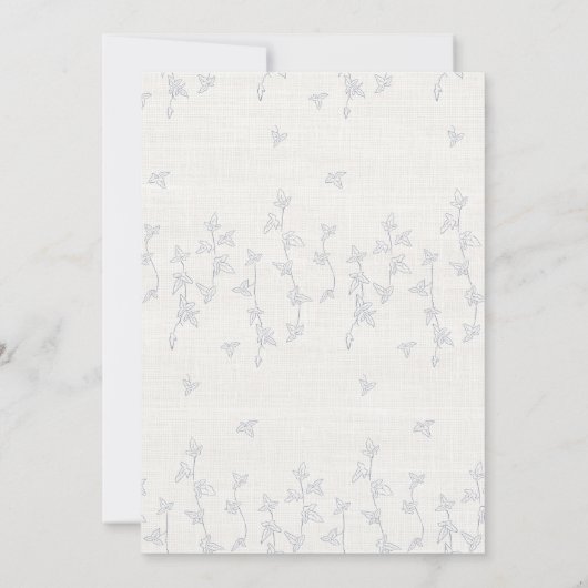 Elegant  Blauw Bloemen Lijst | linnen bruiloft Kaart (Achterkant)