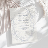 Elegant  Blauw Bloemen Lijst | linnen bruiloft Kaart