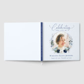 Elegant Blauw Bloemen Memorial Viering van het Lev Gastenboek (Volledig)
