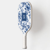 Elegant  Blauw Bloemen Monogram Pickleball Paddle (Links)