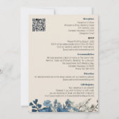 Elegant Blauw Bloemen Ontwerp met Cream Achtergron Kaart (Achterkant)