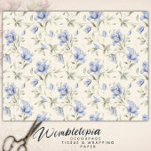 Elegant Blauw Bloemen op Crème Decoupage Tissuepapier