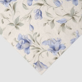 Elegant  Blauw Bloemen op Crème Decoupage Tissuepapier (Detail)