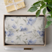 Elegant  Blauw Bloemen op Crème Decoupage Tissuepapier (Geschenk)