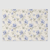 Elegant  Blauw Bloemen op Crème Decoupage Tissuepapier (Voorkant)