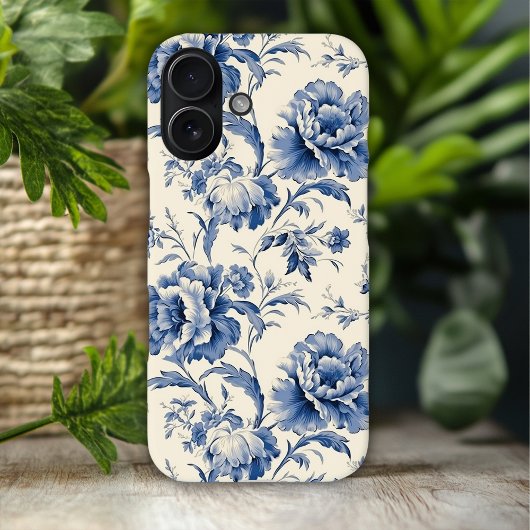 Elegant Blauw Bloemen  Patroon Case-Mate iPhone Case