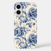 Elegant Blauw Bloemen  Patroon Case-Mate iPhone Case (Achterkant)
