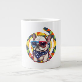 Elegant Blauw Bloemen Patroon Keramisch Grote Koffiekop