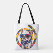 Elegant Blauw Bloemen Patroon Keramisch Tote Bag (Achterkant)