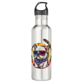 Elegant Blauw Bloemen Patroon Keramisch Waterfles