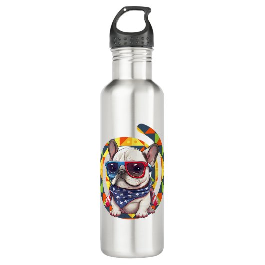 Elegant Blauw Bloemen Patroon Keramisch Waterfles (Voorkant)