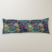 Elegant blauw Bloemen patroon monogram Lichaamskussen (Achterkant)