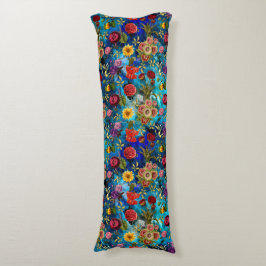 Elegant blauw Bloemen patroon monogram Lichaamskussen