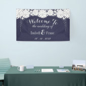 Elegant Blauw Bloemen Patroon Party Bruiloft Spandoek (Beurs)