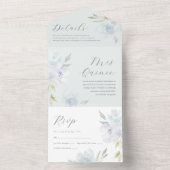 Elegant Blauw Bloemen Quinceanera 15 Jaar All In One Uitnodiging (Binnen)