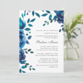 Elegant Blauw Bloemen Quinceañera Kaart (Staand voorkant)