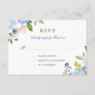 Elegant Blauw Bloemen Quinceanera RSVP