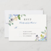 Elegant Blauw Bloemen Quinceanera RSVP (Voorkant)