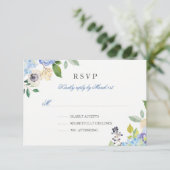 Elegant Blauw Bloemen Quinceanera RSVP (Staand voorkant)