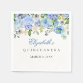 Elegant Blauw Bloemen Quinceanera Servet (Voorkant)