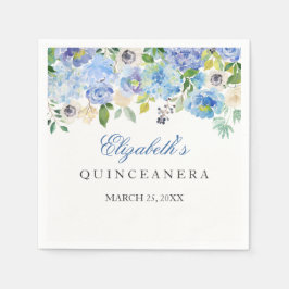 Elegant Blauw Bloemen Quinceanera Servet
