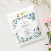 Elegant Blauw Bloemen Religieus Kruis Doop Bedankzakje (Gezegeld)