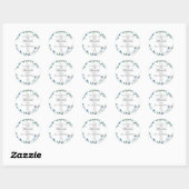 Elegant Blauw Bloemen Religieus Kruis Doop Ronde Sticker (Vel)