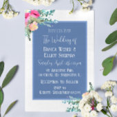 Elegant Blauw Bloemen Roze Rosebud Elegant Bruilof Kaart