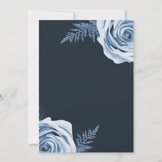 Elegant Blauw Bloemen Rozen Shabby Chic Bruiloft Kaart (Achterkant)