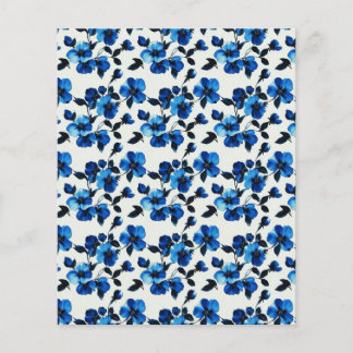 Elegant Blauw Bloemen Scrapbook & Junk Journal Pap