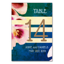 Elegant Blauw Bloemen Tafel Aantal Kaarten