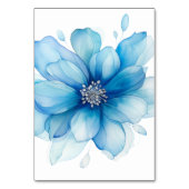 Elegant Blauw Bloemen Tafel Nummer Teken Kaart (Achterkant)