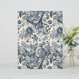 Elegant  Blauw Bloemen Toile Fleurie