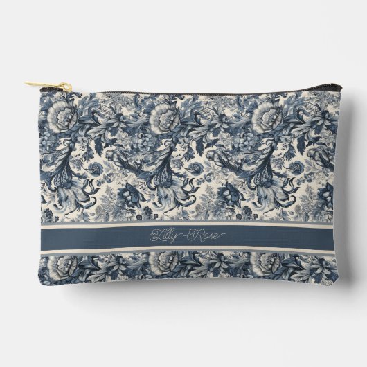 Elegant  Blauw Bloemen Toile Fleurie Etui (Voorkant)
