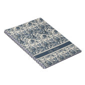 Elegant Blauw Bloemen Toile Fleurie Notitieboek (Rechterzijde)