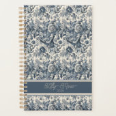 Elegant  Blauw Bloemen Toile Fleurie Planner (Voorkant)