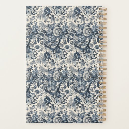 Elegant  Blauw Bloemen Toile Fleurie Planner (Achterkant)