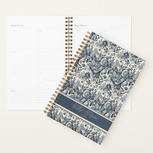 Elegant  Blauw Bloemen Toile Fleurie Planner (Display)