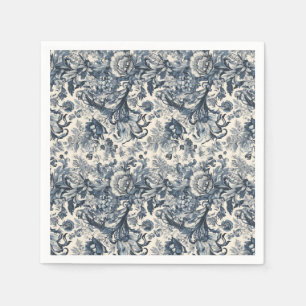 Elegant  Blauw Bloemen Toile Fleurie Servet