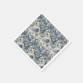 Elegant  Blauw Bloemen Toile Fleurie Servet (Hoek)