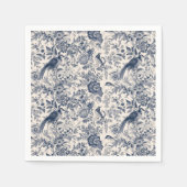 Elegant  Blauw Bloemen Toile Fleurie Servet (Voorkant)