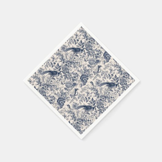 Elegant  Blauw Bloemen Toile Fleurie Servet (Hoek)