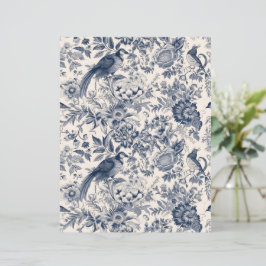 Elegant  Blauw Bloemen Toile Fleurie w. vogels