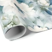 Elegant Blauw  Bloemen Verjaardag Cadeaupapier (Rol Hoek)