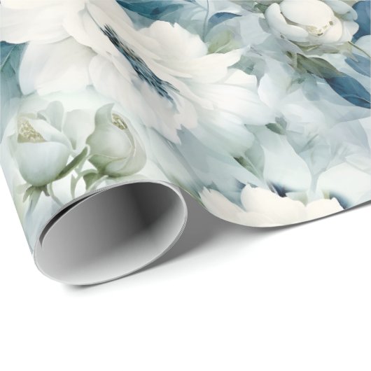 Elegant Blauw Bloemen Verjaardag Cadeaupapier (Rol Hoek)