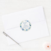 Elegant Blauw Bloemen Verjaardag Dank u Ronde Sticker (Envelop)