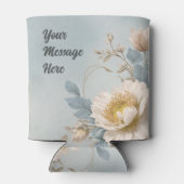 Elegant Blauw Bloemen Verjaardagsfeest Blikjeskoeler (Achterkant)