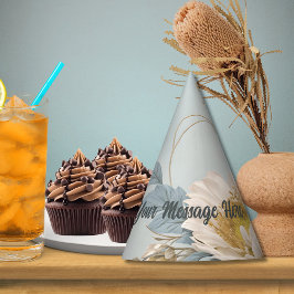 Elegant Blauw Bloemen Verjaardagsfeest Feesthoedjes